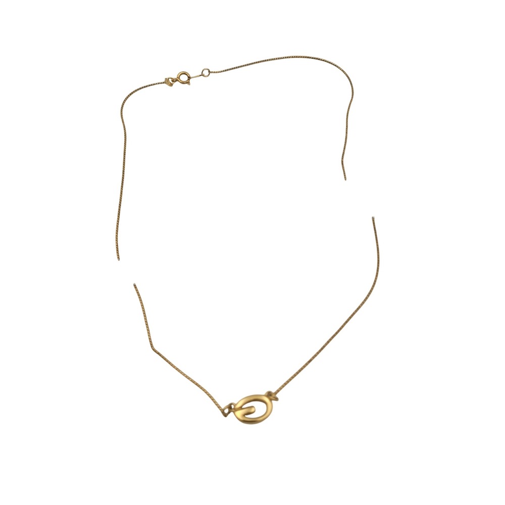 Givenchy Vintage Gold Tone G Logo Pendant Necklace Broken Chain for Repair